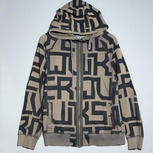 Quiksilver Geometric Full Zip Hoodie Mens Small‎ Abstract AOP Y2K Surf Skate